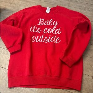 Festive Red Sweatshirt with White Script